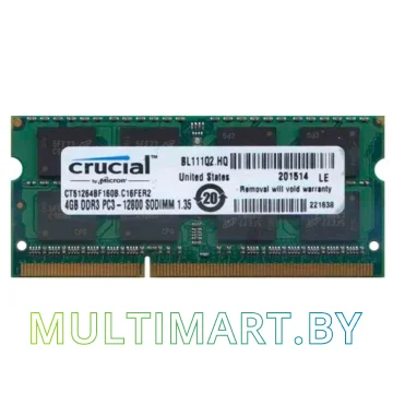 Оперативная память Crucial 4GB DDR3 SO-DIMM PC3-12800 (CT51264BF160B)